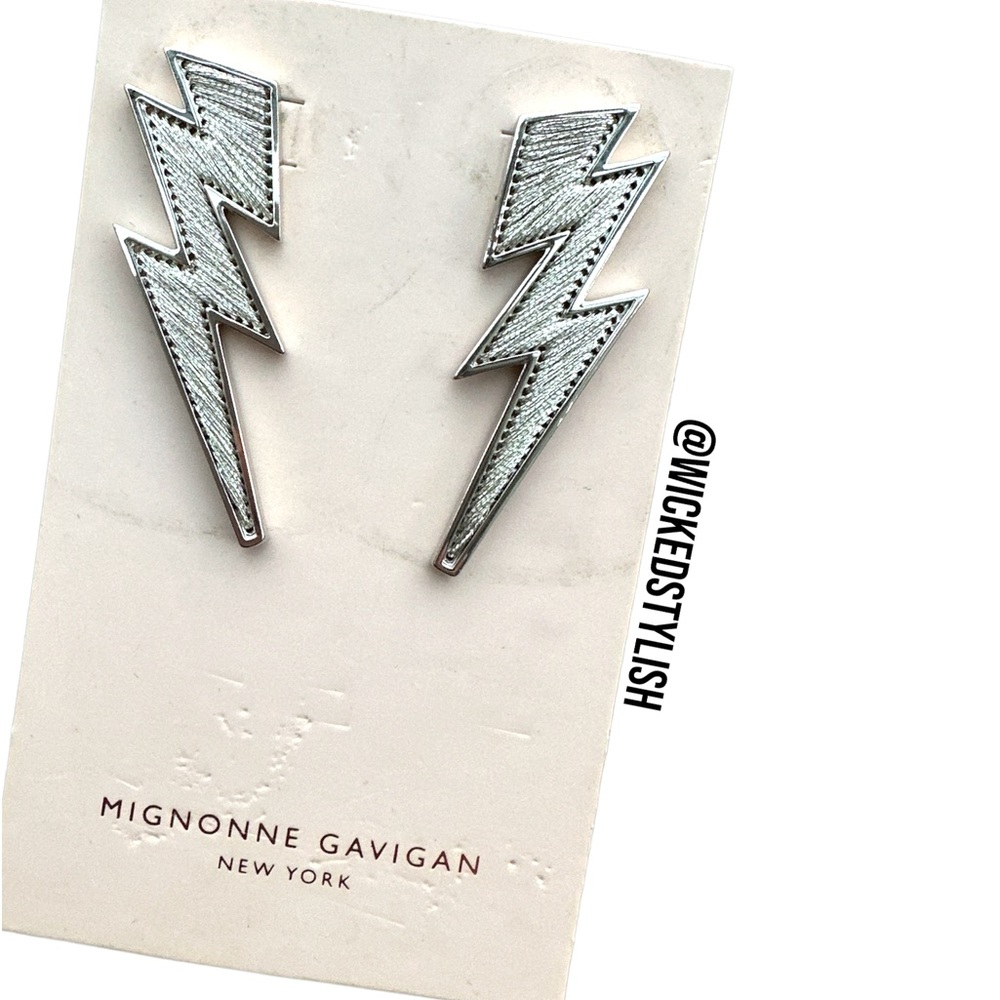 NWT Lightning bolt stud earrings⚡️metallic silver by Mignonne Gavigan SOLD OUT